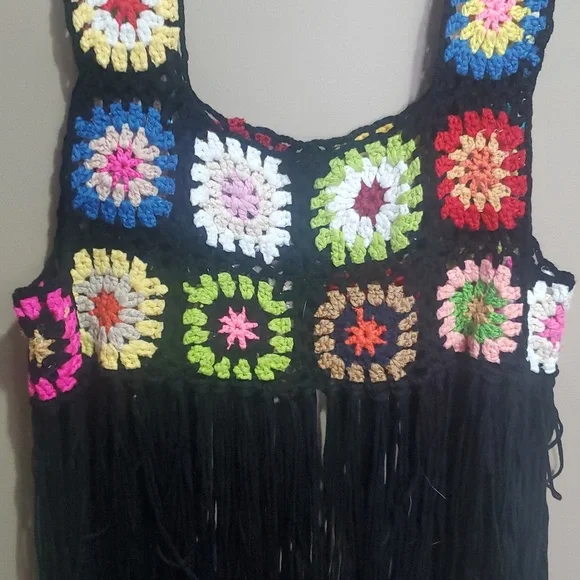 Colorful Crochet Fringe Top Size Medium - Picture 2 of 5